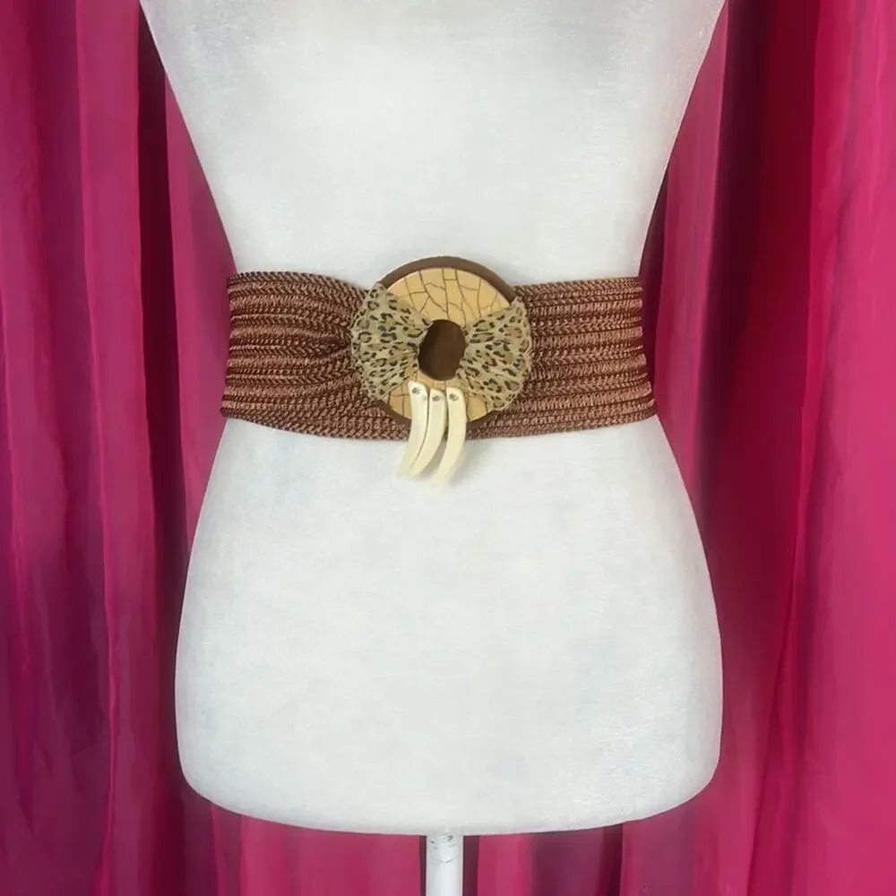 Unbranded Safari  Leopard and talon tooth adjustable belt med - ‎ Large